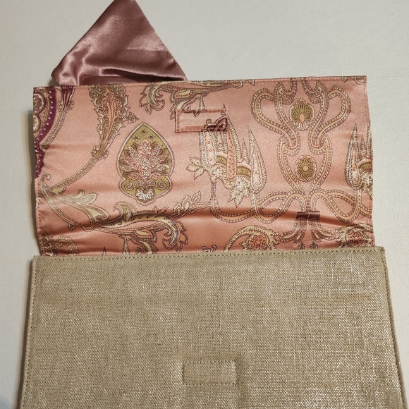 Chic Pink and Tan Wristlet with Satin Bow - Picture 5 of 8